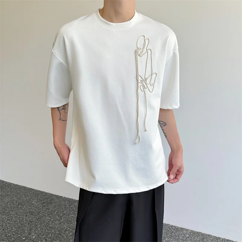 

Новый мужской Свободный Повседневный Топ SYUHGFA в китайском стиле на шнурке с круглым вырезом и коротким рукавом, Новинка лета 2024