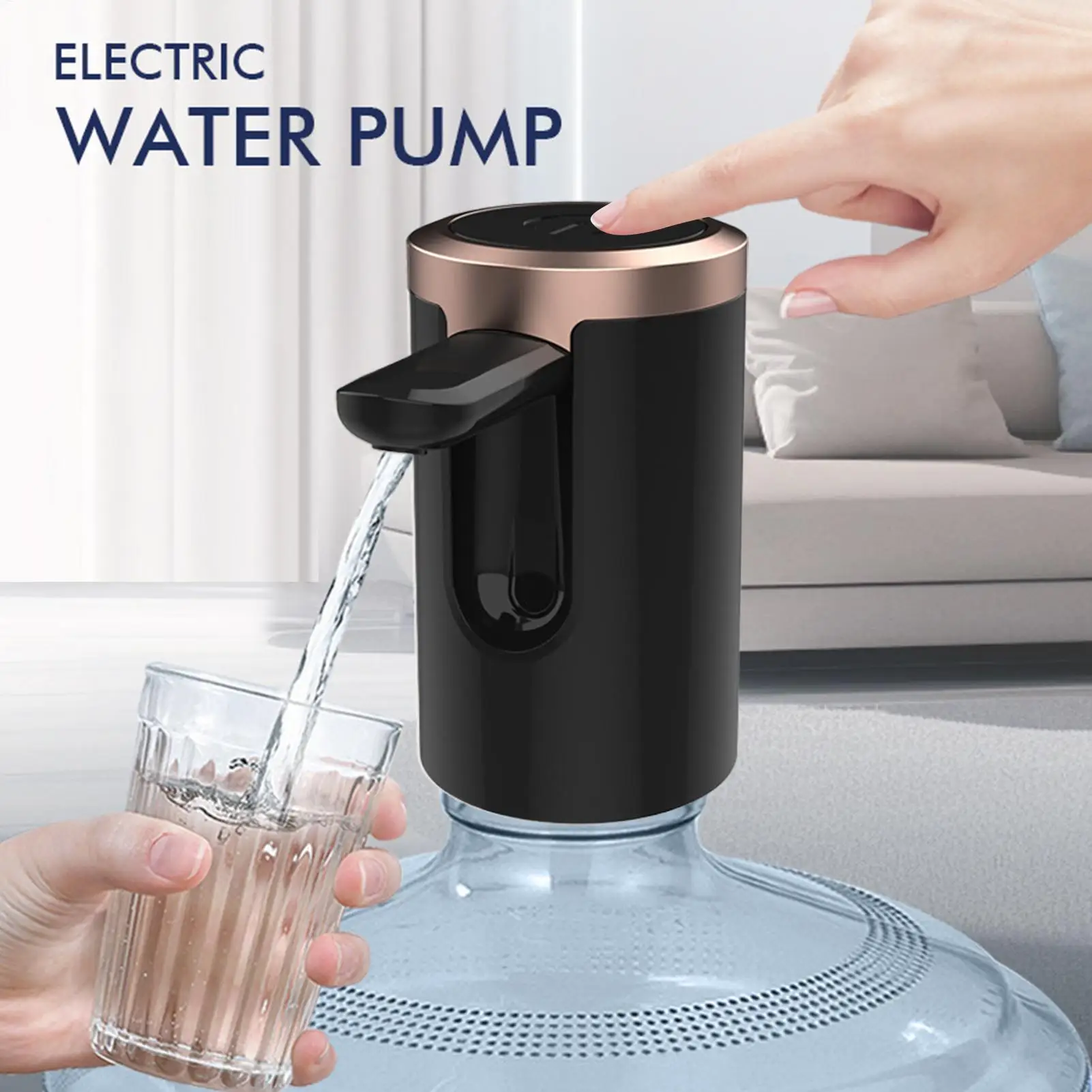 Portable Electric Water Bottle Dispenser Pump Automatic Drinking Jug Pump Silent Press for Kitchen Counter Home Outdoor Sports