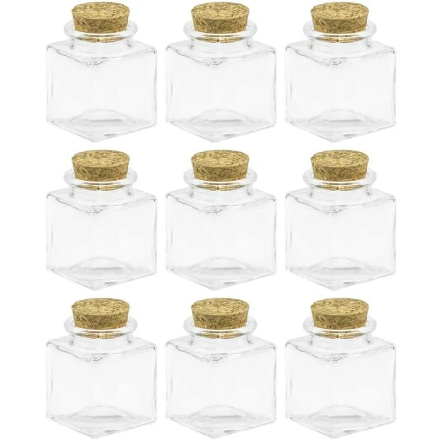 

50 мл квадратные пробки, стеклянные бутылки и стеклянные банки с пробковыми крышками, 6 для элегантного домашнего декора, подарочная упаковка, ароматерапия