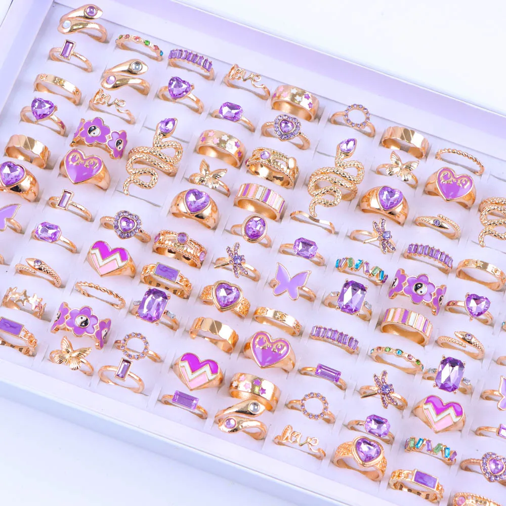 10/20/30/50/قطعة/الوحدة موضة أنيقة حلية البوهيمي حجر الراين نحت خواتم للنساء مزيج نمط مجوهرات هدايا الحفلات اكسسوارات #2