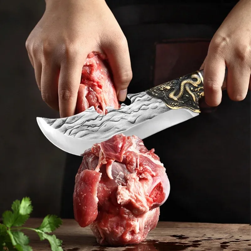 Hand Forge Blade Boning Butcher Heavy Knife Kitchen Knives Chef Cleaver Meat Fish Chop Vegetable Utility Knife Slaughter Slicing