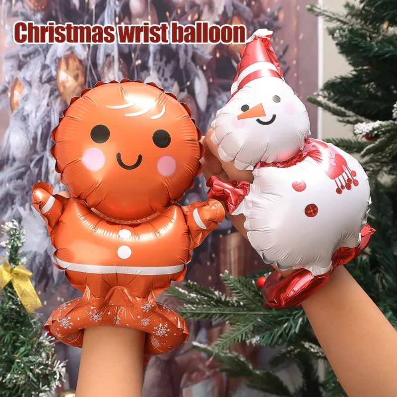 Christmas Foil Balloons Santa Claus Gingerbread Man Snowman Balloons Merry Christmas Holiday Party Decoration Handheld Balloon