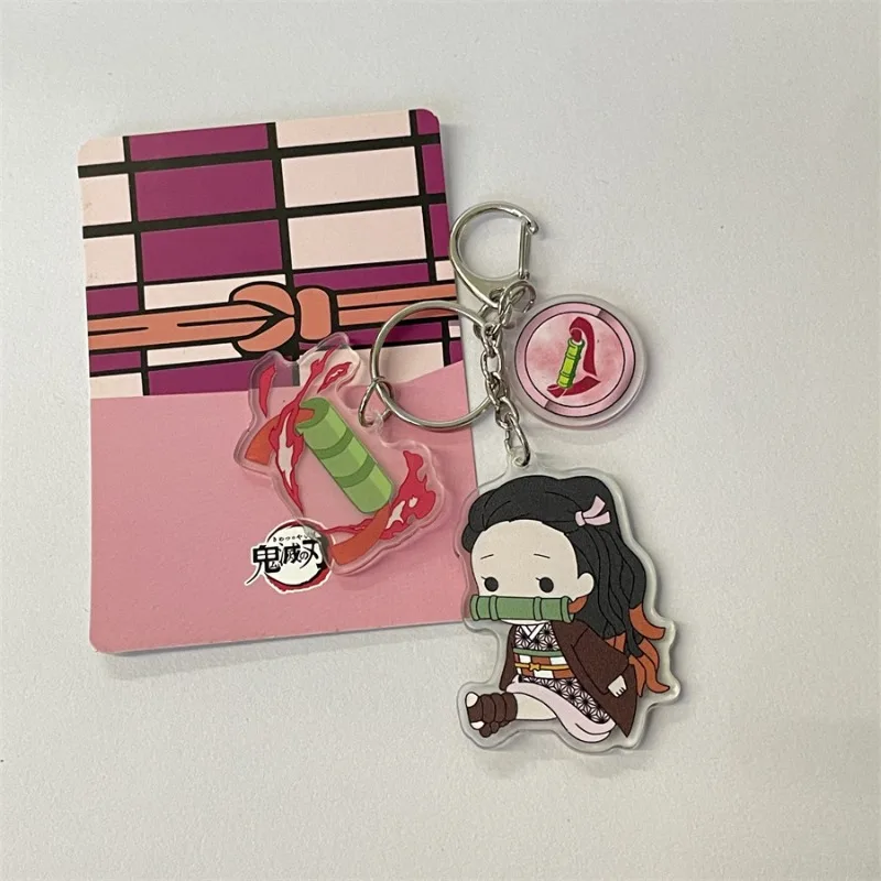 Demon Slayer Acrylic Keychain Kamado Tanjirou Nezuko Hashibira Inosuke Anime Action Figures Backpack Decoration Models Toy Gifts