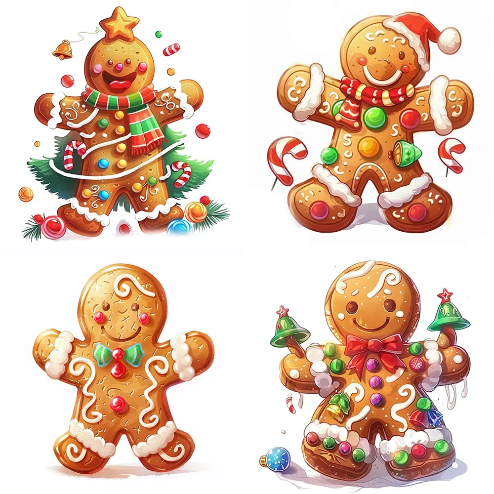 20pcs Christmas Cute Gingerbread Man Graffiti Art Sticker Pack Varied for Kid Crafts Scrapbook Laptop Aesthetic Decoration Decal