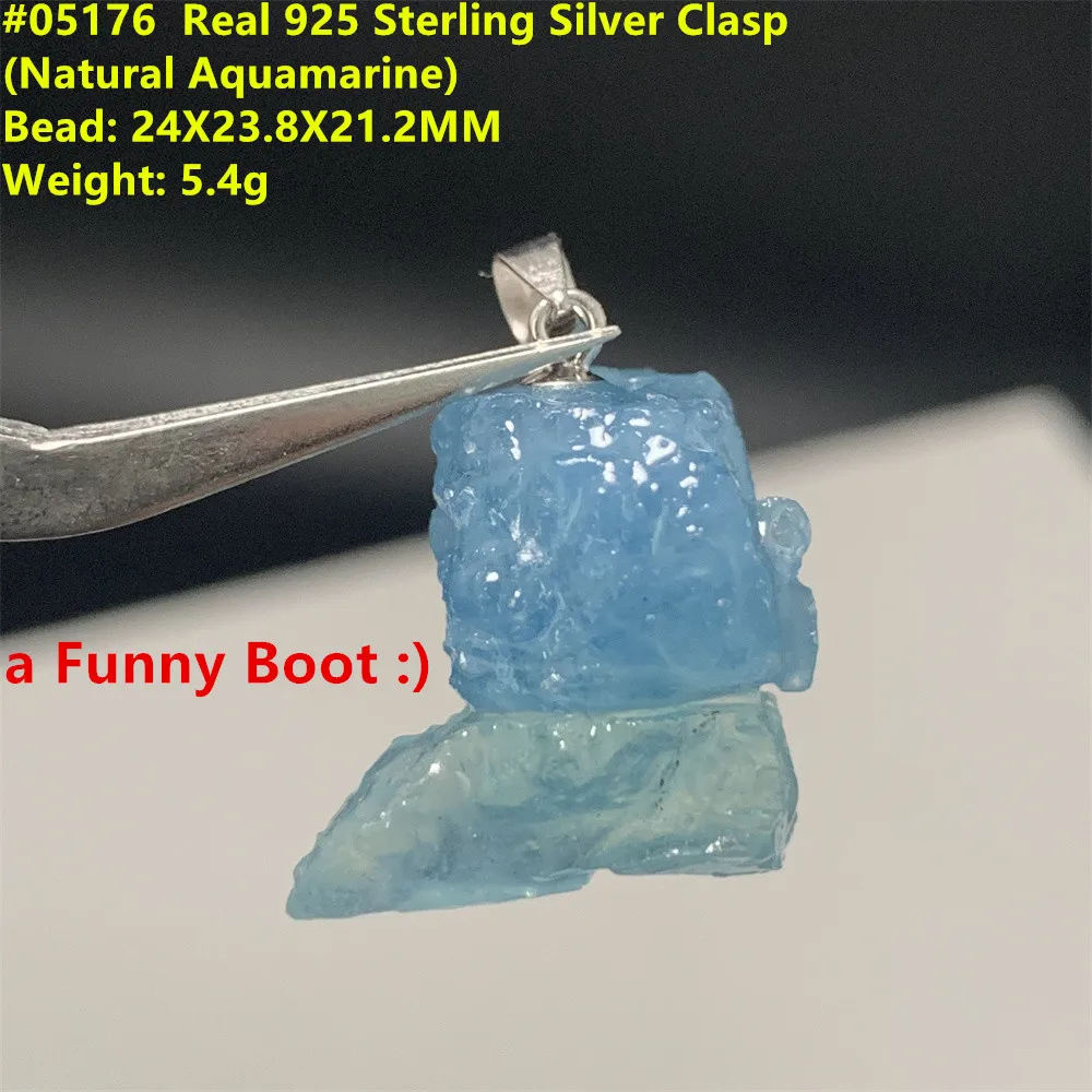 Clean Body Natural Blue Aquamarine Pendants Necklaces Women Irregular Healing Beads Rough Aquamarine Stones Jewelry 925 Silver