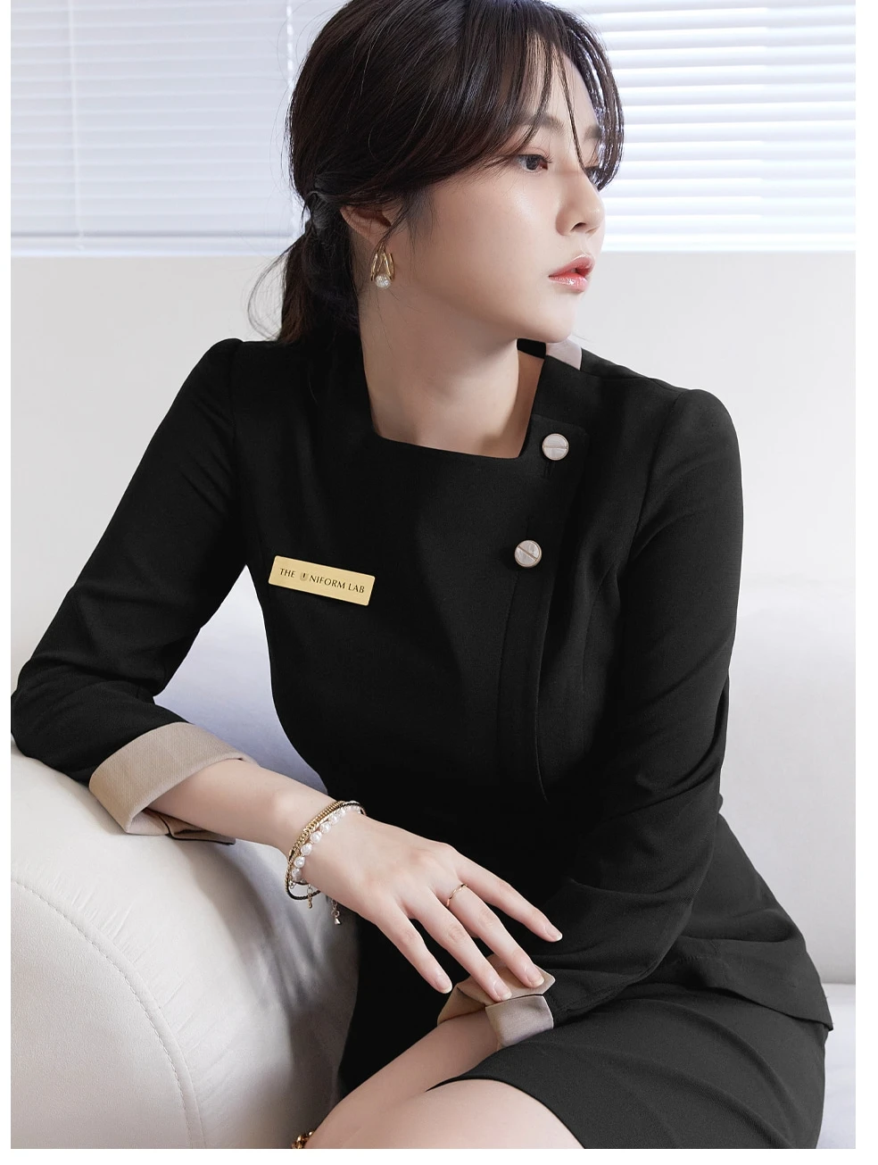Spring 2026 Female Front Desk Professional Beauty Cosmetic Sales Work Uniform Set Long Sleeve Career Skirt Suit Business Wear