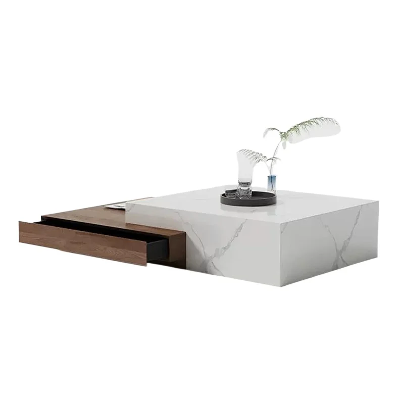 

Imitation solid wood Italian modern light luxury square coffee table high-end small apartment simple telescopic