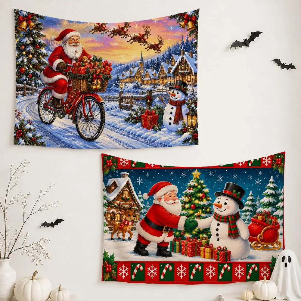 Christmas Fairy Tale Tapestry Custom Living Bedroom Party Dormitory Interior Wall Bohemian Decoration Attached Clip