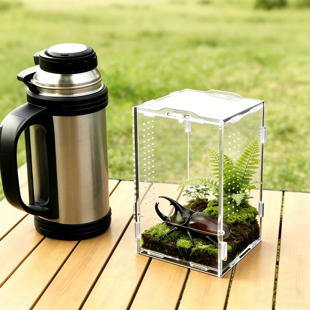 Acryl-Käfig für Kriechtiere, Maßgefertigte Transparente Fütterungsbox, Regenwald-Landschaftsgestaltung für Spinnen, Dekorative Lebendbox für Kriechtiere – Detail 8