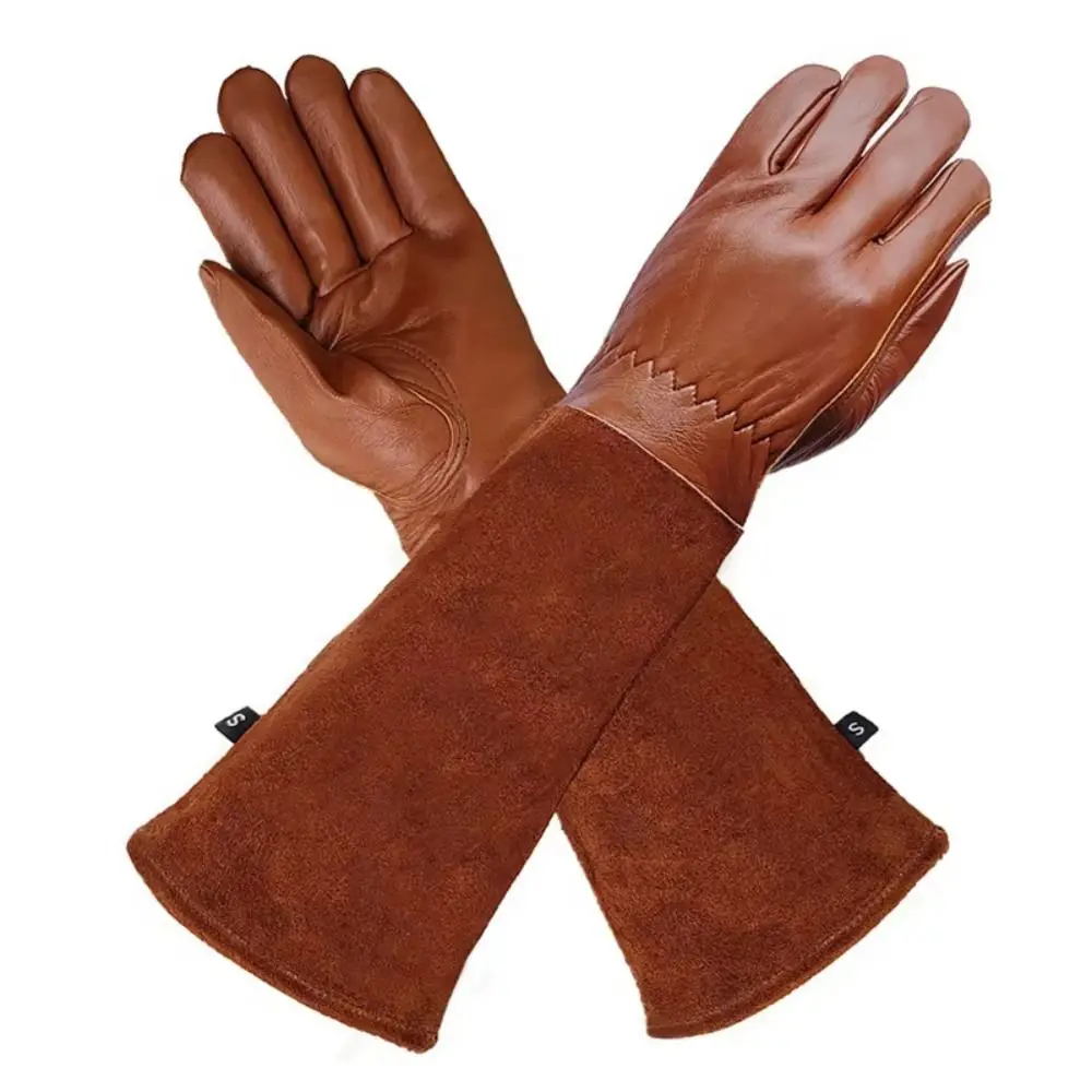 Long Sleeve Gardening Gloves Wear-resisting Coffee Winter Thermal Gloves Leather Non-slip Pruning Gloves Horticulturist