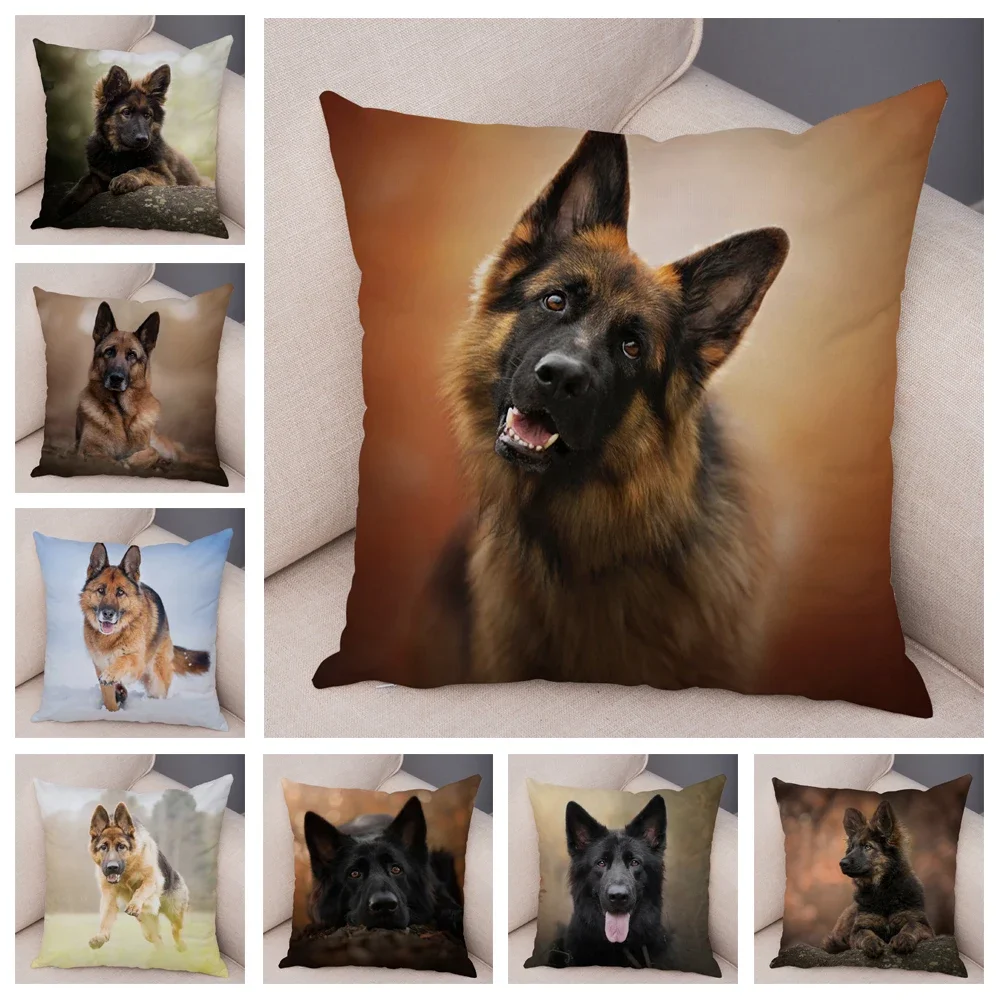 

Family Pet Dog German Shepherd Pattern Printed Soft Square Pillowslip Polyester Cushion Cover Pillowcase Living Room Home Decor