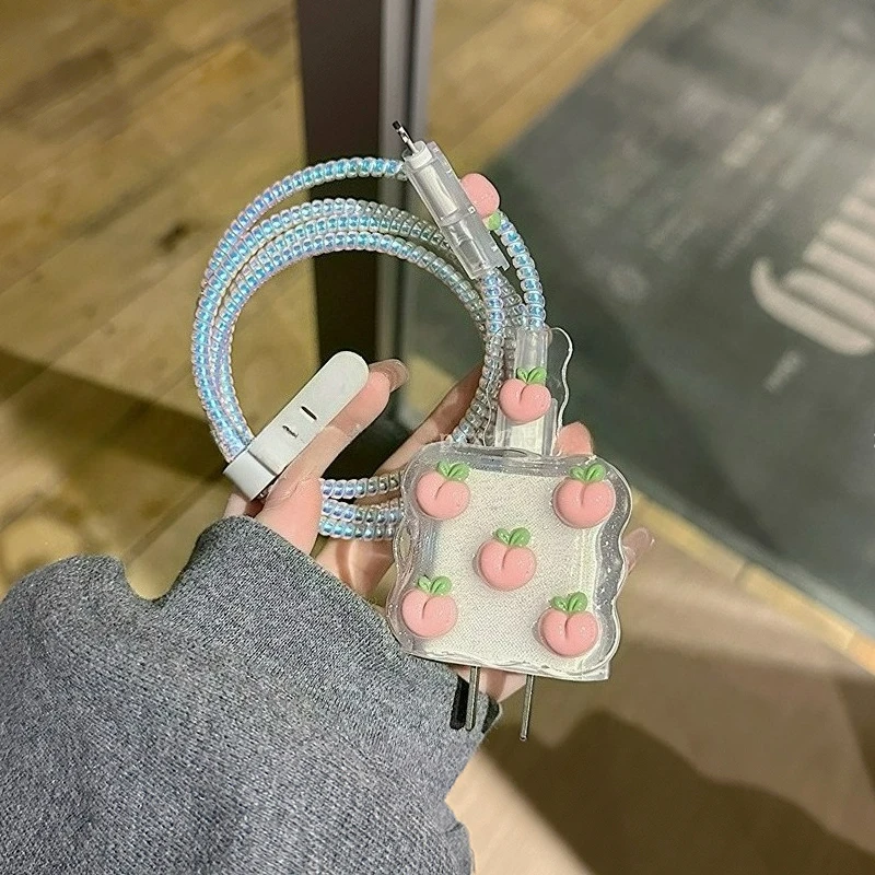 Cute Fruit Case for iPhone 18W 20W Cable Protector Cover Case for Apple 17 16 Pro Max Anti-break Charger Protective Rope