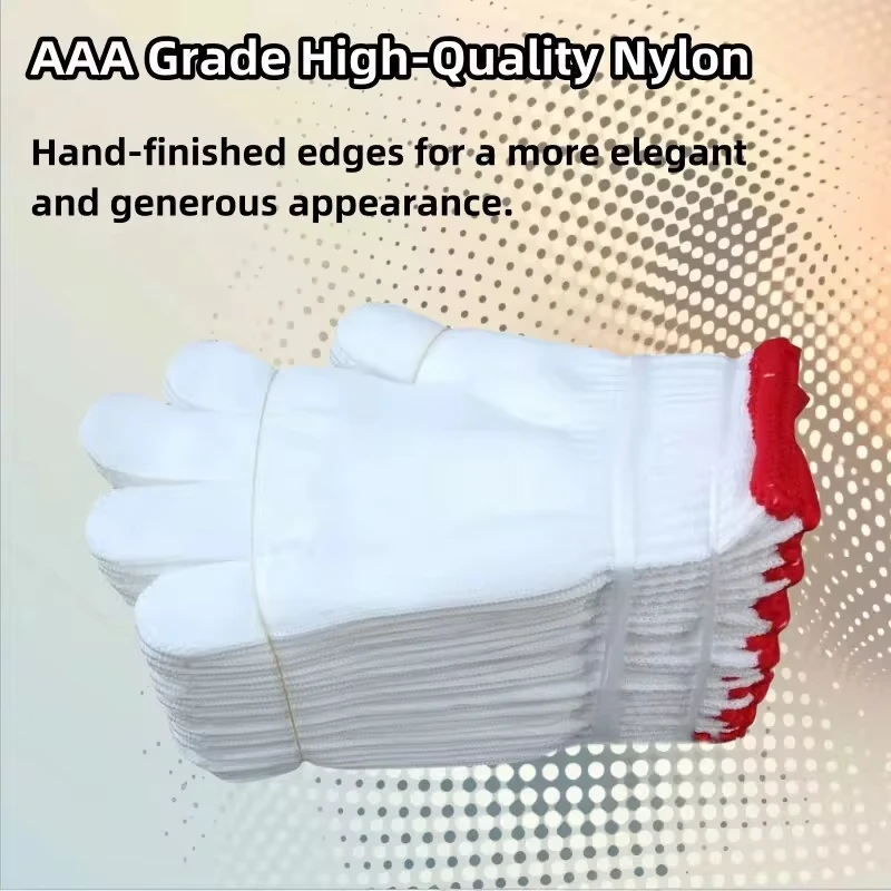 12pairs Lampshade Cotton Non-slip And Wear-resistant Construction Site Work Gloves, Encrypted White Labor Protection Gloves