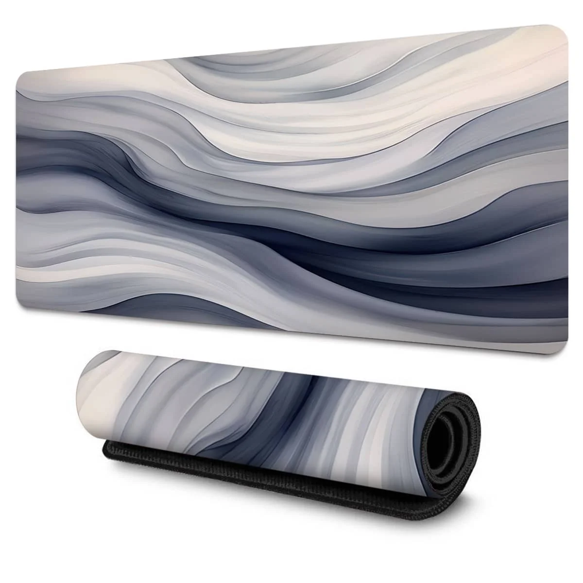 

Синий, белый градиент с волнами, абстрактный коврик для мыши, многоразмерный нескользящий резиновый коврик с прошитыми краями, компьютерная клавиатура, настольный коврик для офиса и дома