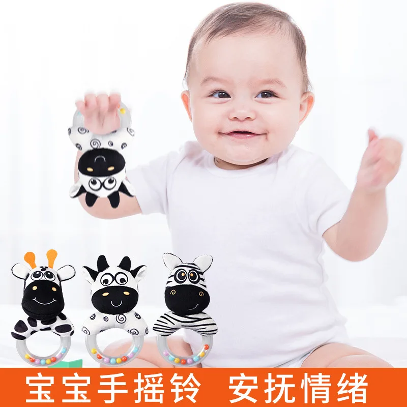 New Baby Hand Ringed Baby Rubber Ring Round Hand cranked Cartoon Animal Ringing Toy