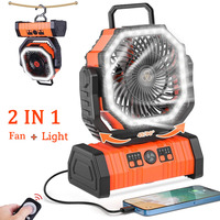20000mAh Rechargeable Camping Fan with LED Light & Hook - Portable Outdoor Tent Ceiling Fan for Travel, Hurricane, Power Outages