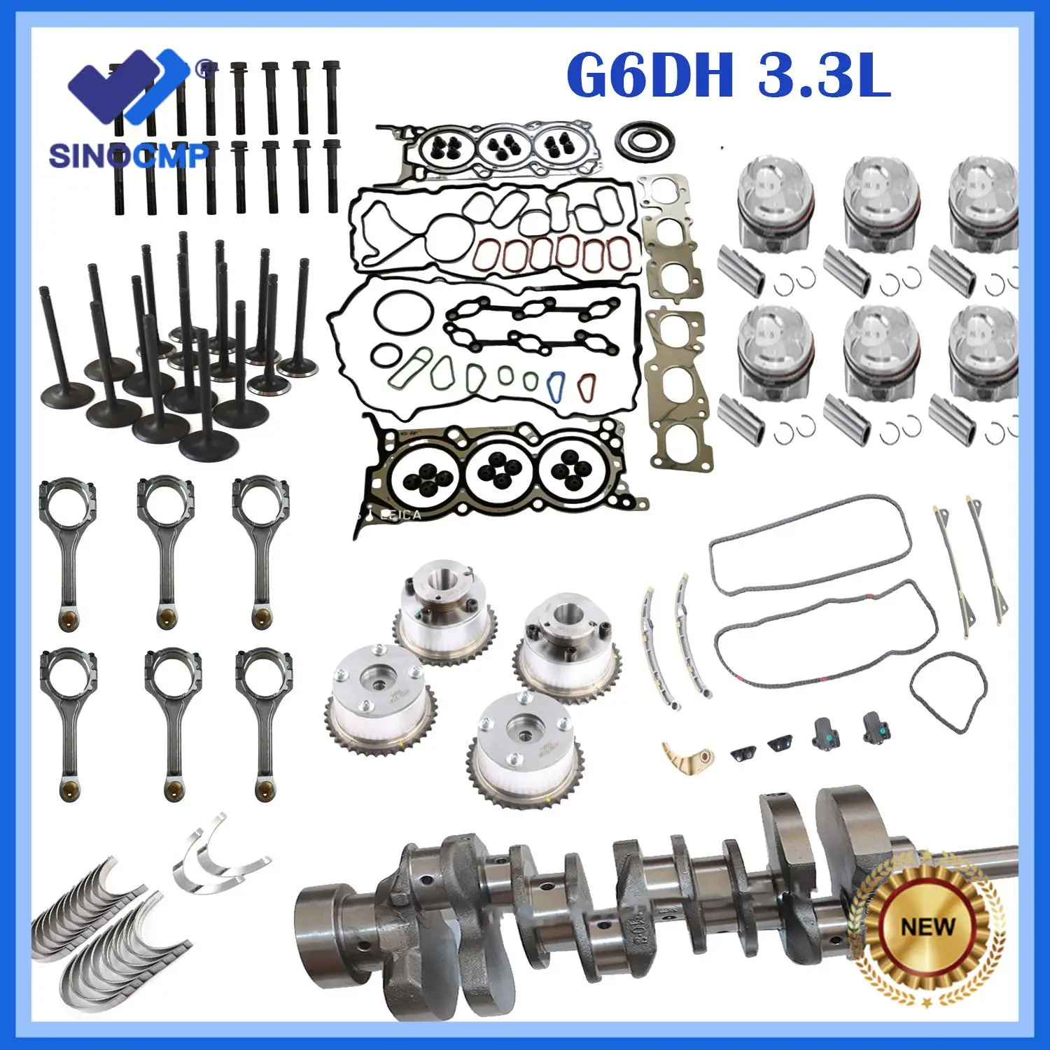 1set G6DH 3.3L Engine Rebuild Kit For 2011-2019 Hyundai Santa Fe Azera Kia Sorento Sedona Cadenza Crankshaft & Timing Chain Kit