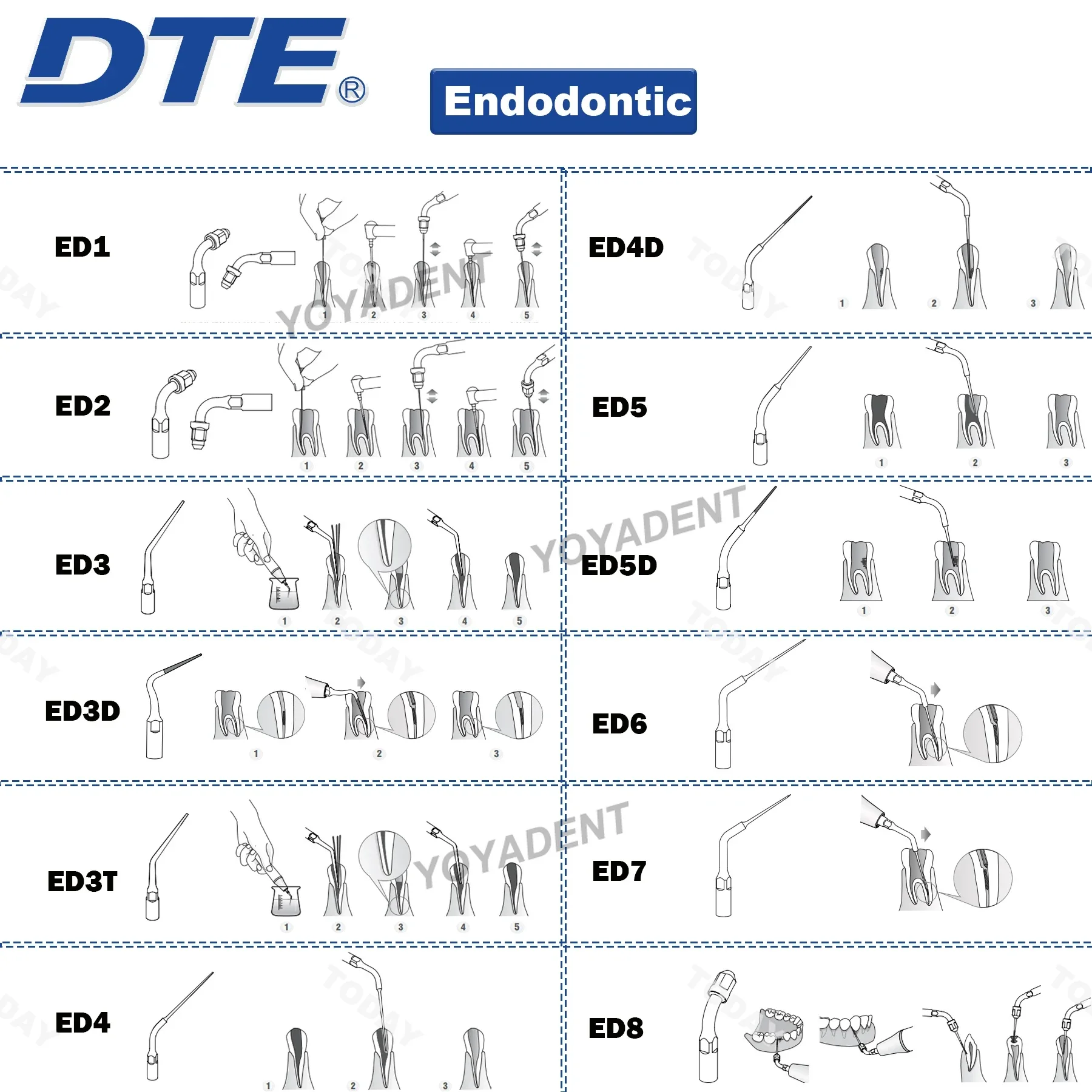 Woodpecker DTE Dental Ultrasonic Scaler Tips Periodontics Endodontics Scaling Tips Fit NSK SATELEC Scaler Handpiece Dental Tools