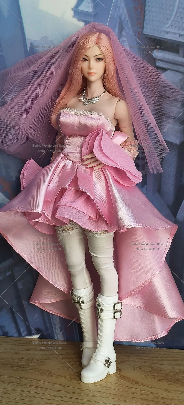 1/6 Scale Female Soldier Irregular Bow Strapless Wedding Dress Model Clothes Set For 12inch Action Figure Doll