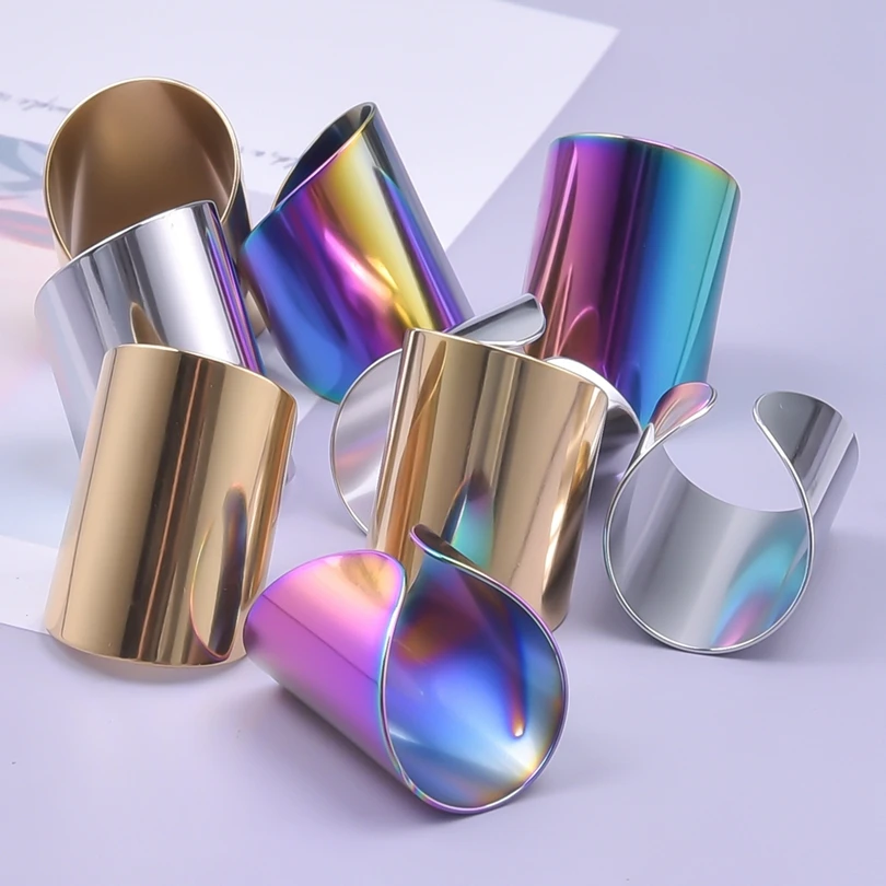 Simple Wide Ring Opening Stainless Steel Rings For Women Men Accessories Fashion Jewelry Bague Femme No Fade Finger Supplies