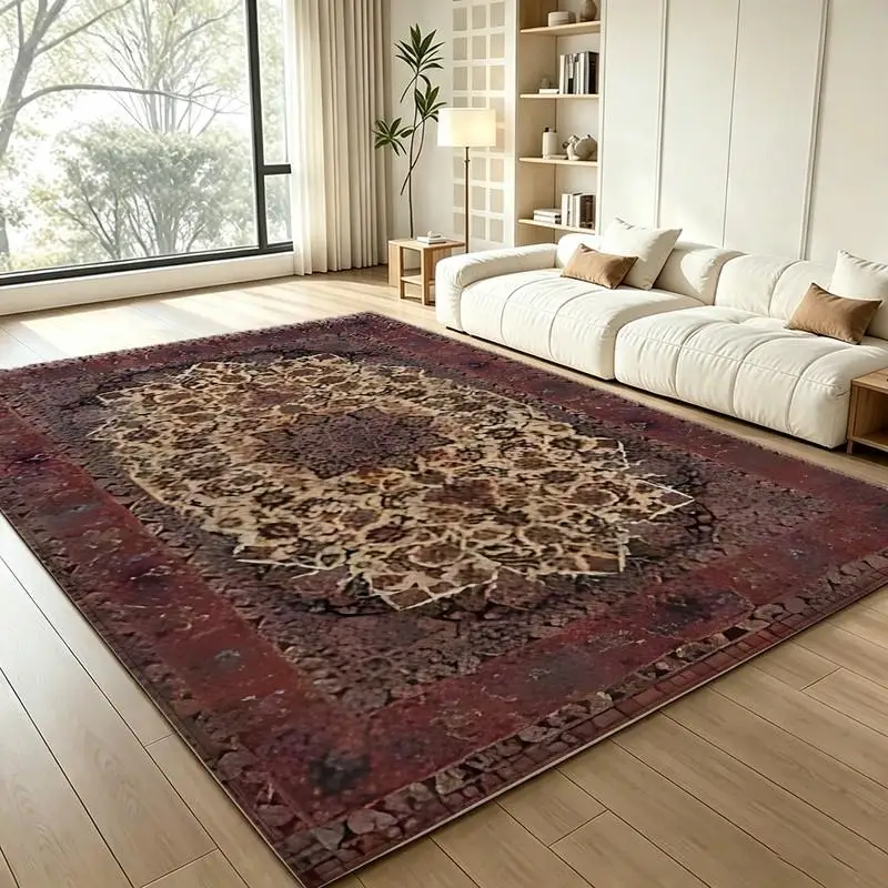 1 Piece vintage Ornate Patterned Woven Rug, Soft and Comfortable, All-Season, lightweight Easy to Care, Home Decor, Room Decor, Autumn, Winter, Living Room, Bedroom, Entryway