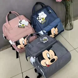 Mochila impermeable unisex de gran capacidad con dibujo de Disney, mochila multifunción para hombre y mujer, con dibujos de ratón Mickey, mochila para pañales, bolso de hombro para viaje