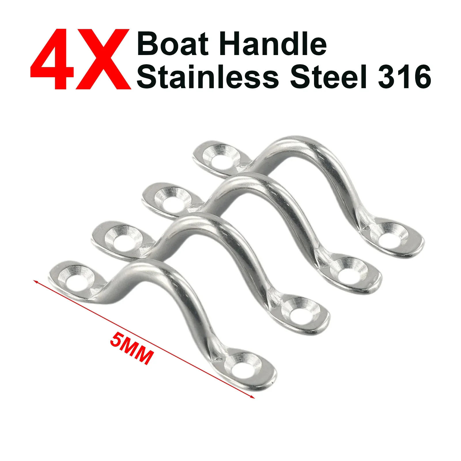 

4Pcs 5mm Stainless-Steel Wire Eye Strap Boat Marine Tie Down Fender Hook Canopy Camel Bows The Yacht U-shaped Saddle-Handle