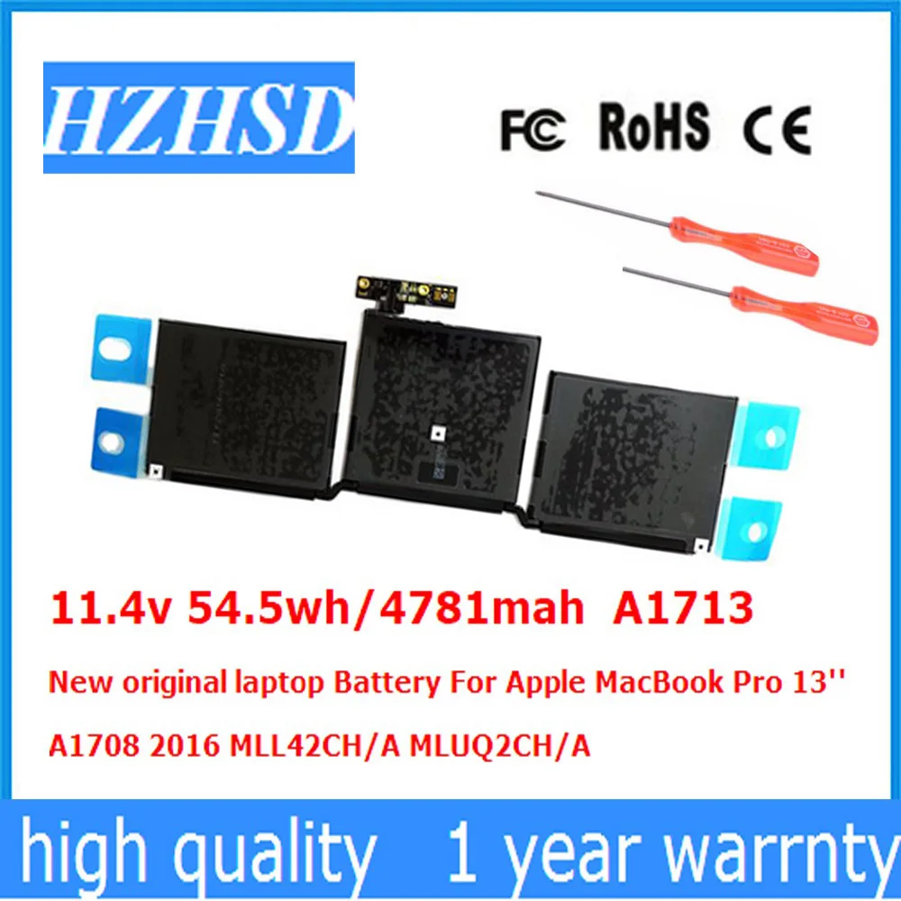 

11.4v 54.5wh/4781mah A1713 New original laptop Battery For Apple MacBook Pro 13'' A1708 2016 2017 year MLL42CH/A MLUQ2CH/A