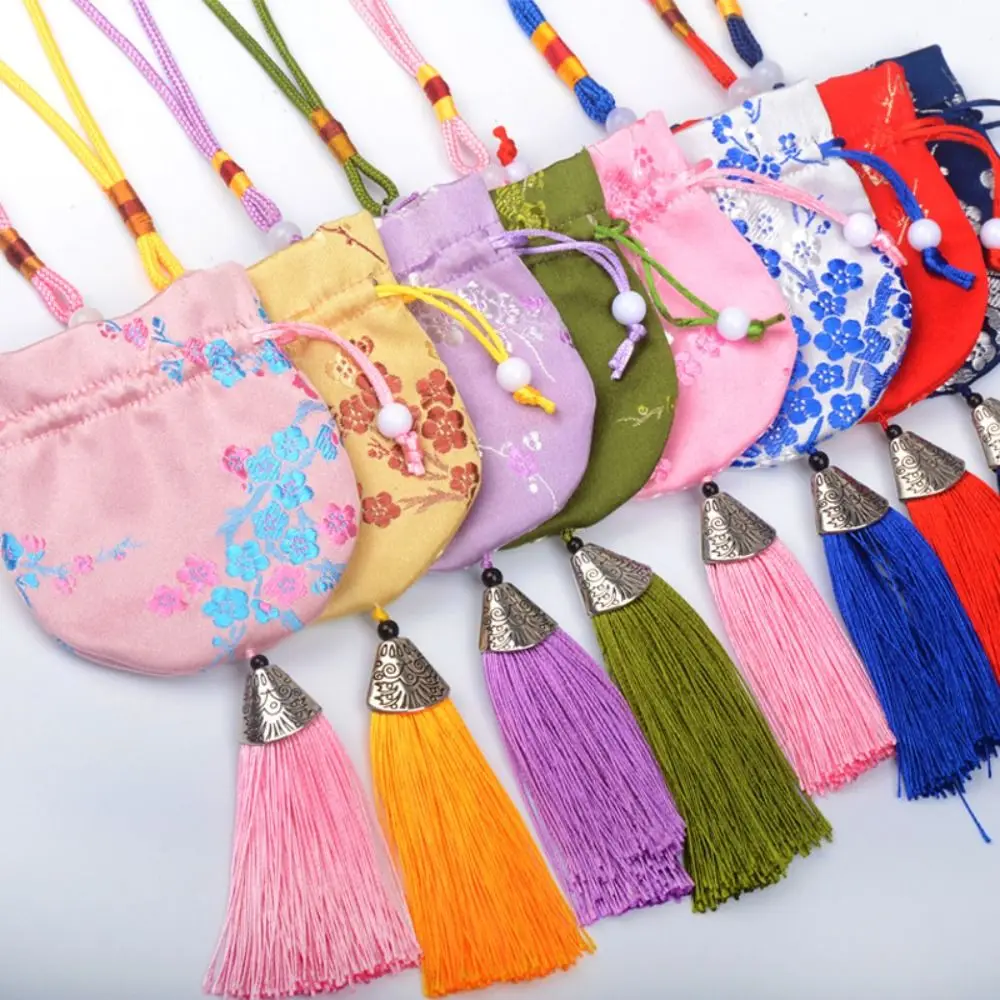 Antique Flower Women Sachet Embroidery Hanging Chinese Style Sachet Tassel Car Hanging Jewelry Storage Bag Girl