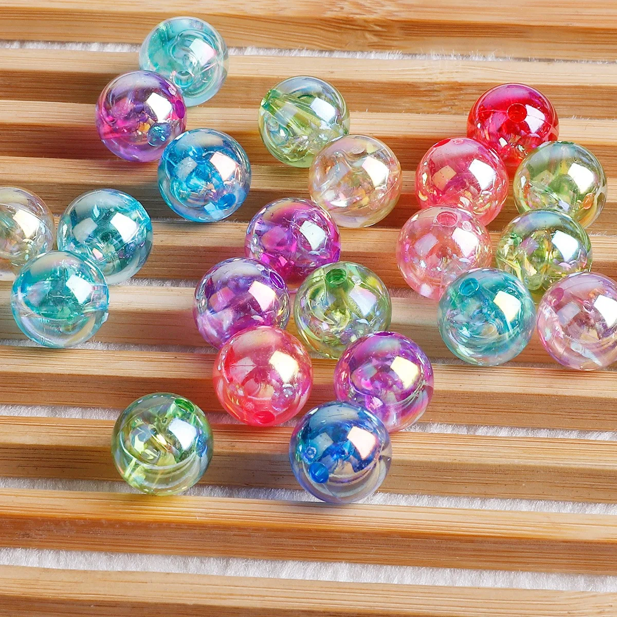 6 8 10mm Rainbow AB Color Acrylic Beads  Clear Plastic Round Beads Loose Spacer Beads for Jewelry Making DIY Bracelet Necklace