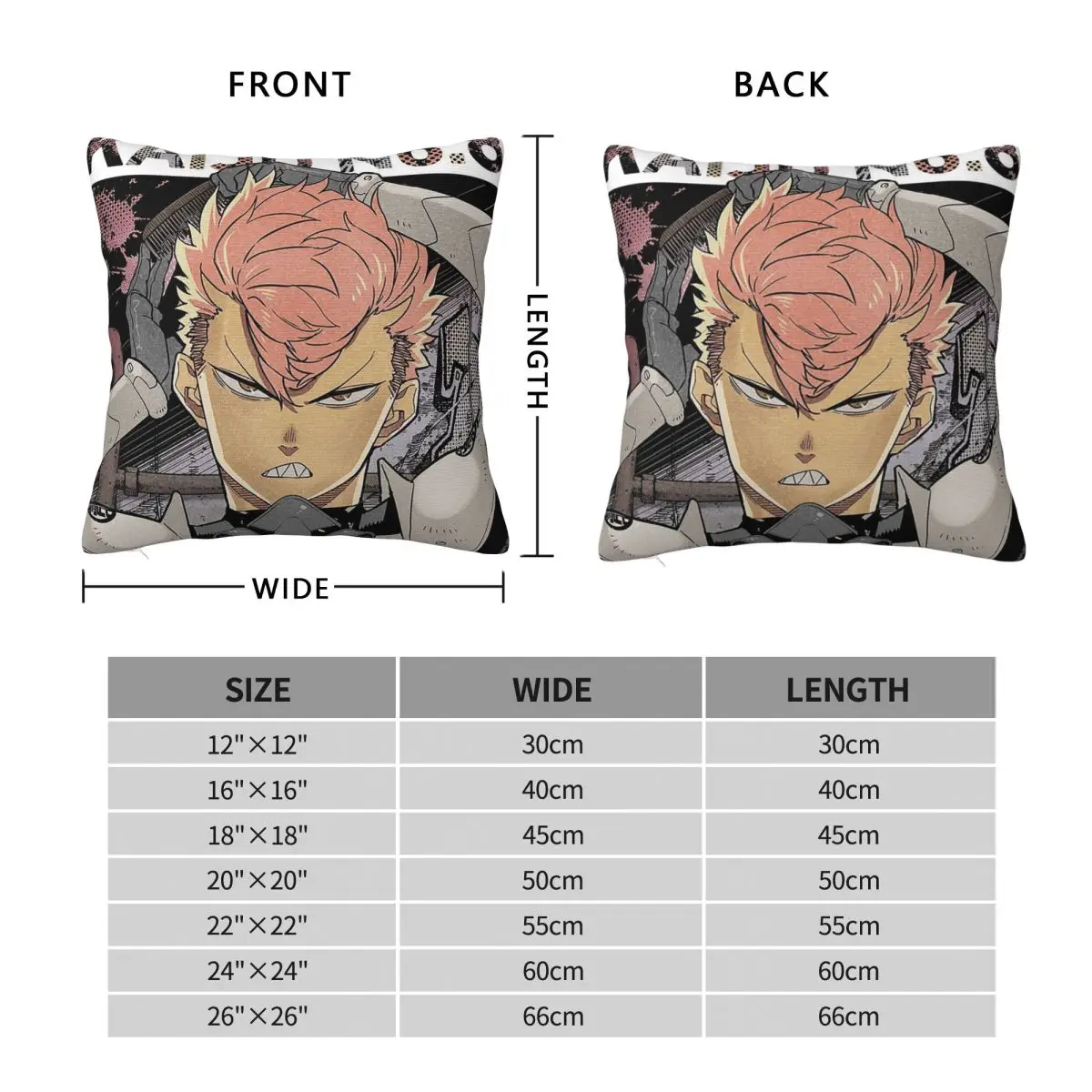 Anime Kaiju No 8 Square Pillowcase Cushion Cover Pillow Case Throw Pillow Cover for Home Bedroom Car