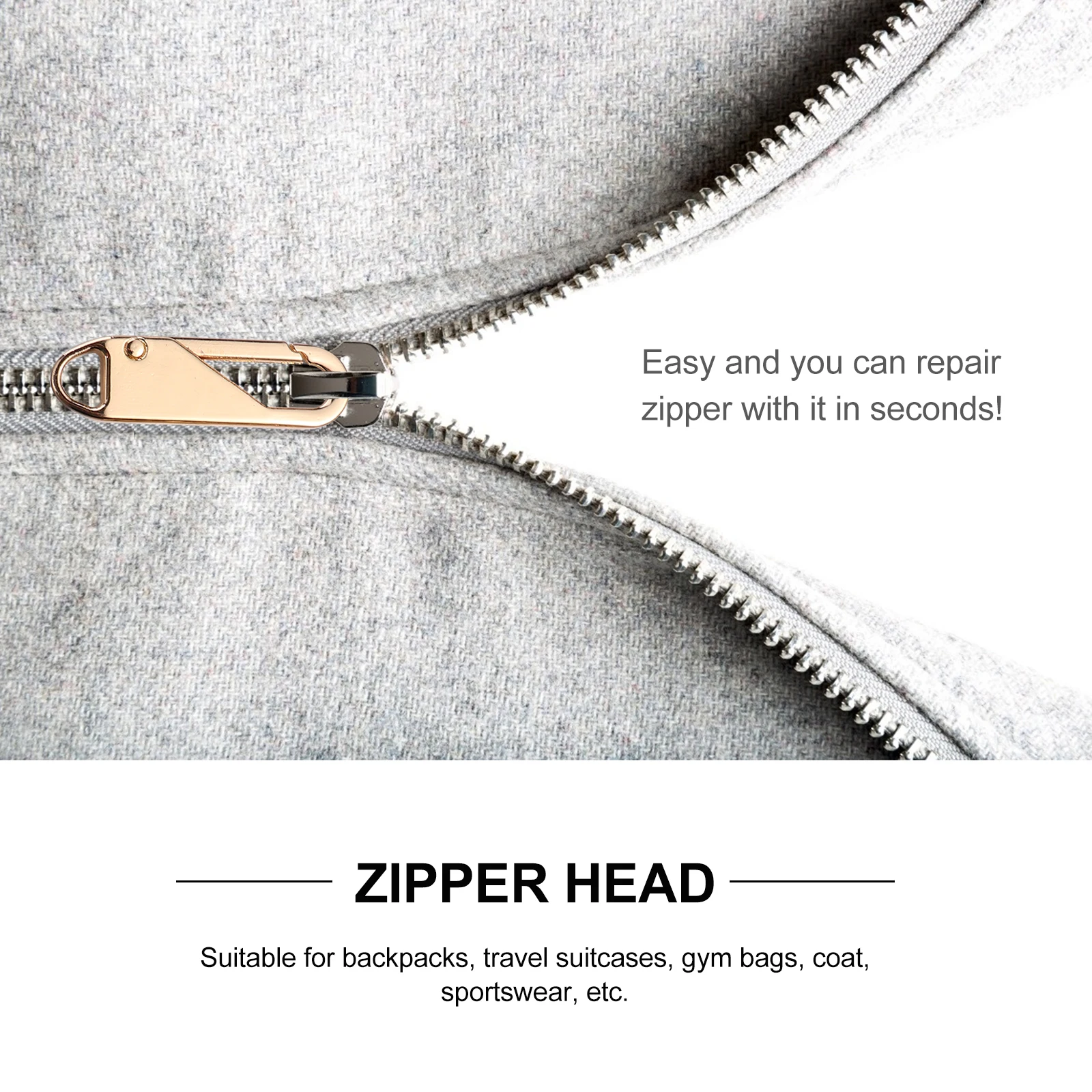 

6Pcs Zipper Pull Tab Detachable Replacement Premium Alloy Zipper Heads for Backpack Clothing Suitcase Repair Pullers