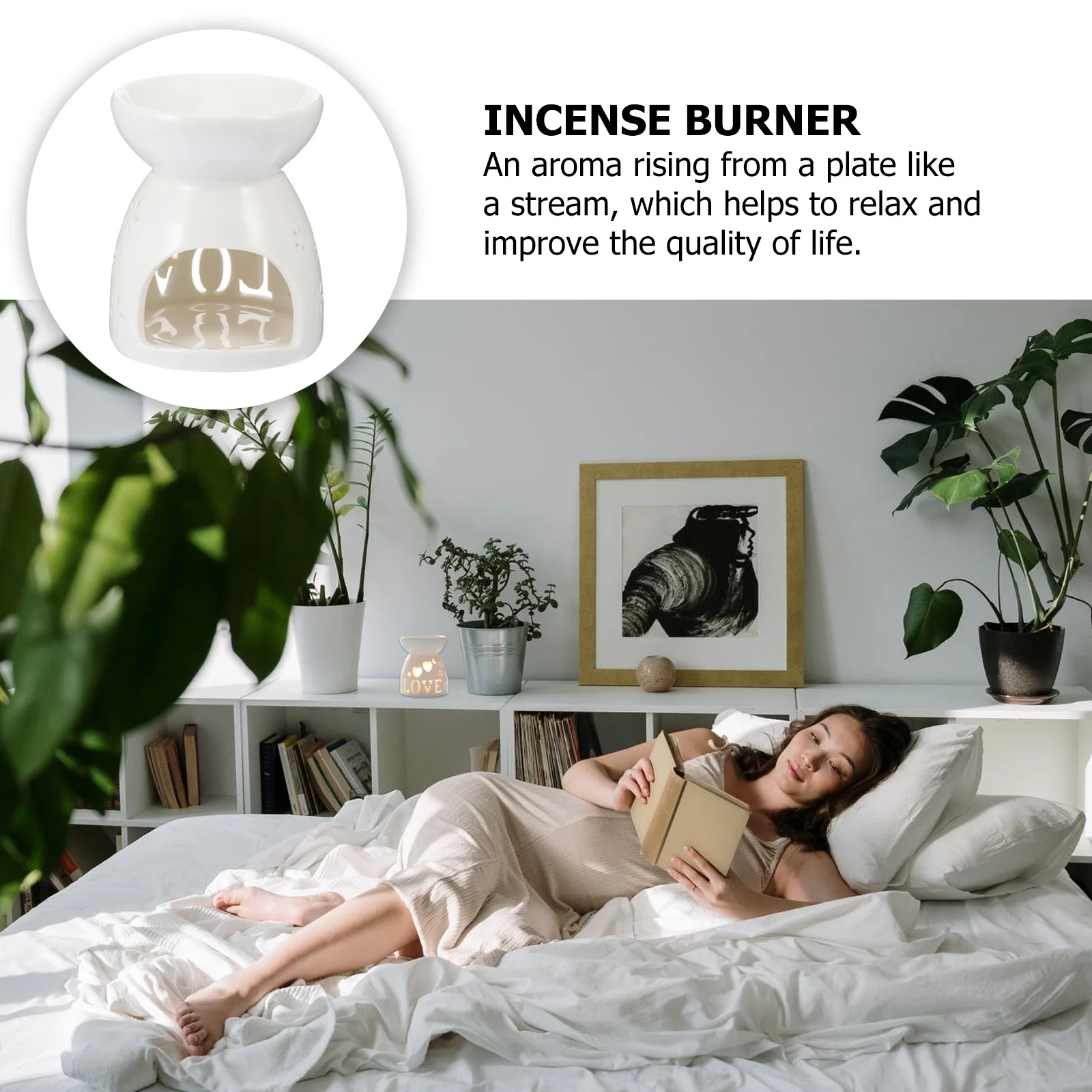 

Ceramic Incense Burner Hollow Incense Stove Elegant Aromatherapy Stove Creative Aroma Holder for Home Office Decoration