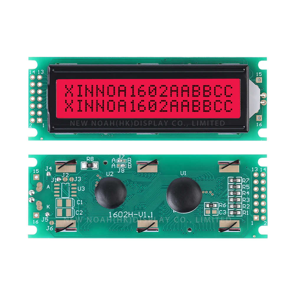 Rood Licht Zwart Letters 1602H Lcm Lcd Module 2X16 Lcd 16*2 Zwart Scherm 85*30Mm Controller St7066u 14pin Dual Row Module