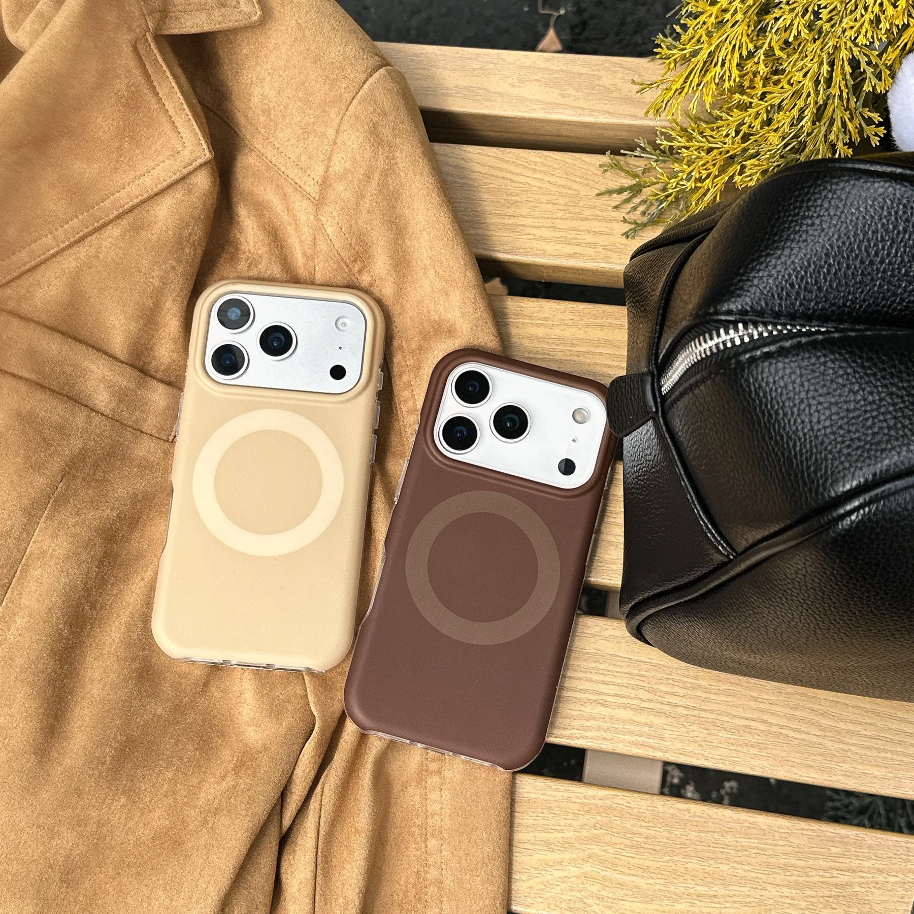 

Простой магнитный чехол для Apple iPhone 17 Pro Max 16 15 | Осенне-зимний универсальный однотонный двухслойный защитный чехол