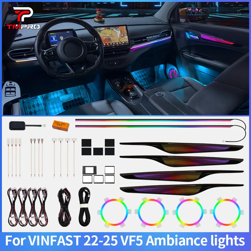 

TMPRO 64 Colors LED Safety assistance systems Ambient Lighting For VINFAST VF5 2022-2025 Automotive Interior Decoration
