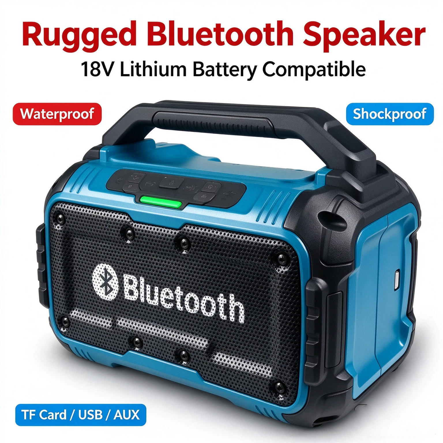 Portable Wireless Bluetooth Speaker, Waterproof Stereo Surround Subwoofer, Rugged Jobsite Outdoor Speaker Support TF USB AUX