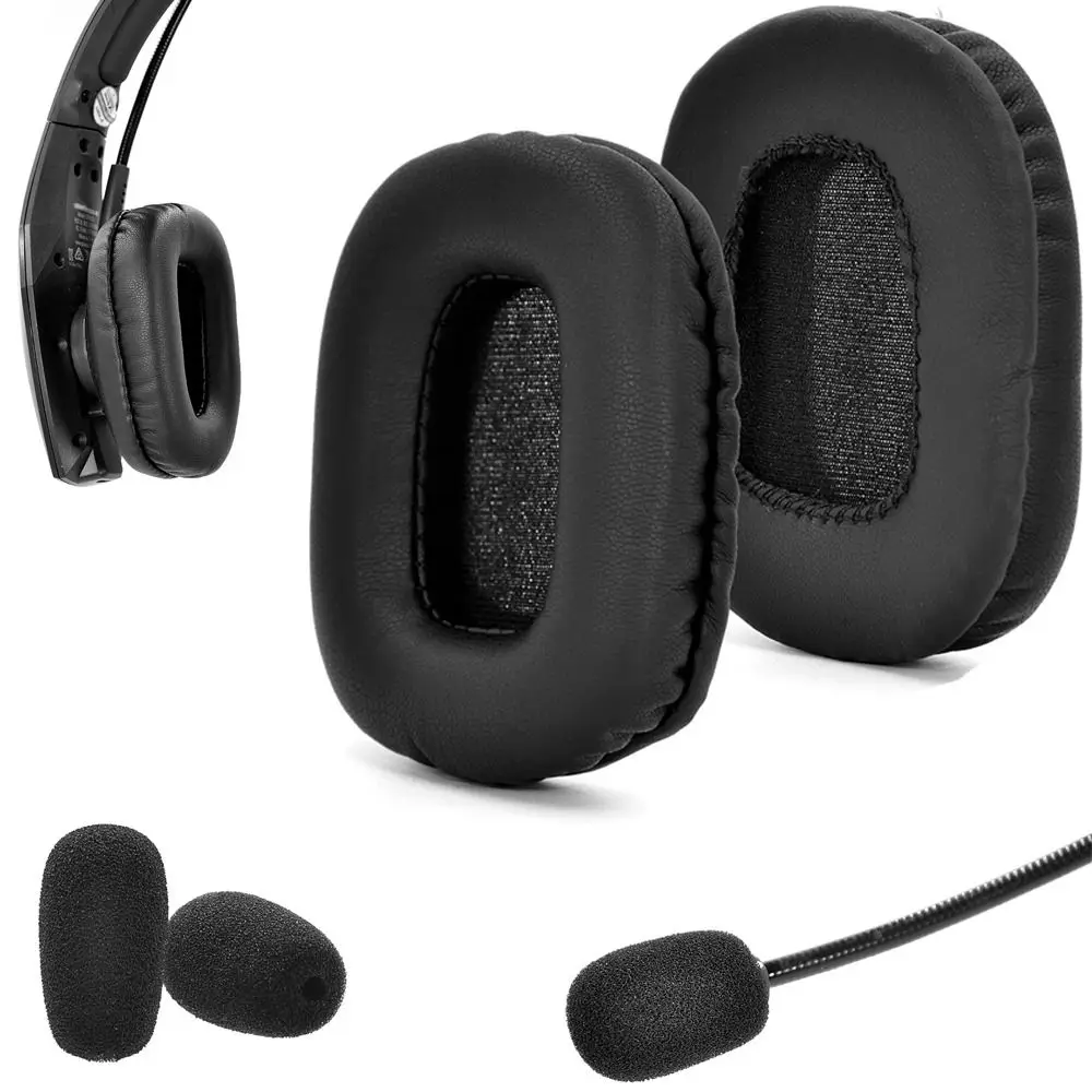 1 Pair Replacement Headphone Ear Pads Protein Leather Sponge Foam Headphone Mic Cover for Vxi BlueParrott B550-XT B550XT