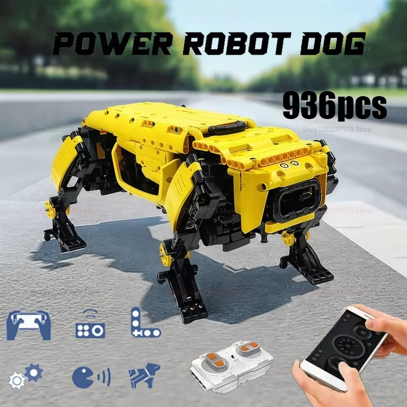 Bloques de construcción de perros Robot de potencia RC, juguetes técnicos de robots, dinámica Boston motorizada, modelo de perro Alpha grande, ladrillos para regalo de niño, 936 Uds.