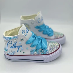Dollbling Snow Queen Design Canvas Shoes Cartoon Princess Ice Palace Theme Birthday Party Celebrity Back to School Sneakers