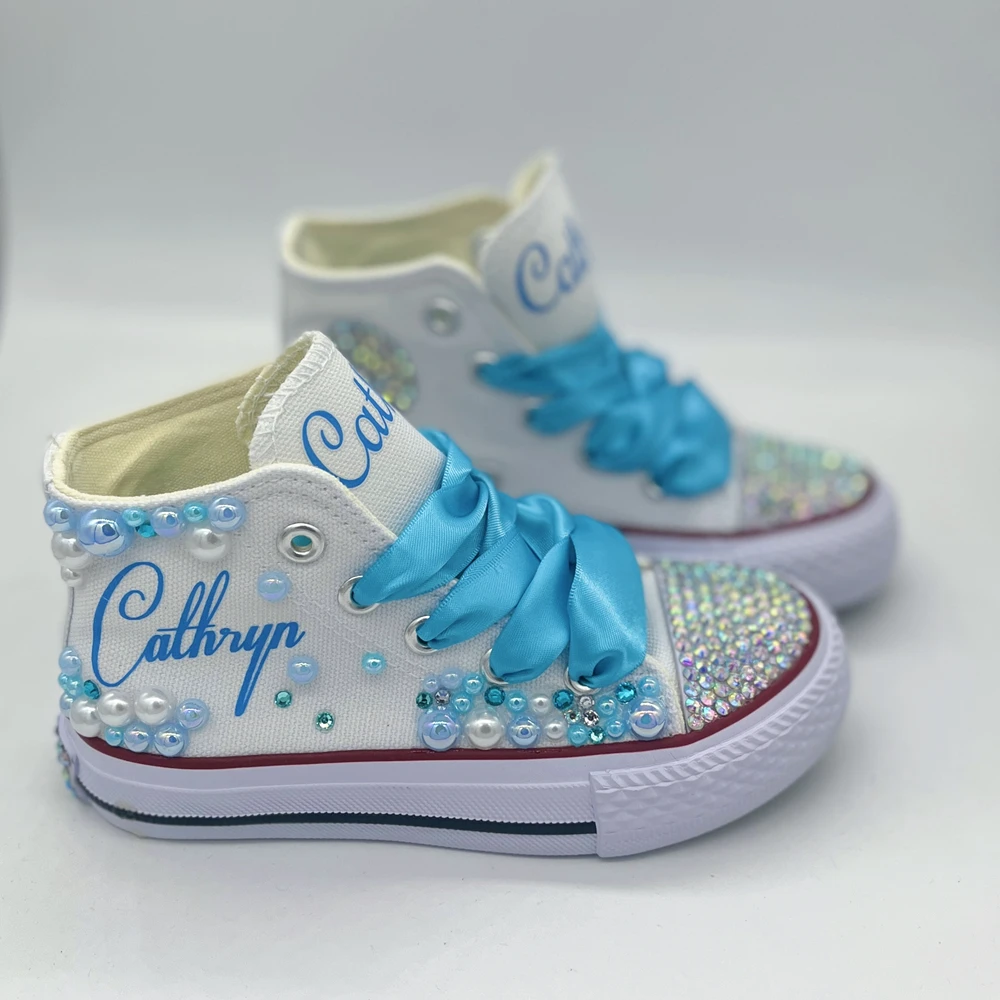 Dollbling Snow Queen Design Canvas Shoes Cartoon Princess Ice Palace Theme Birthday Party Celebrity Back  to School Sneakers