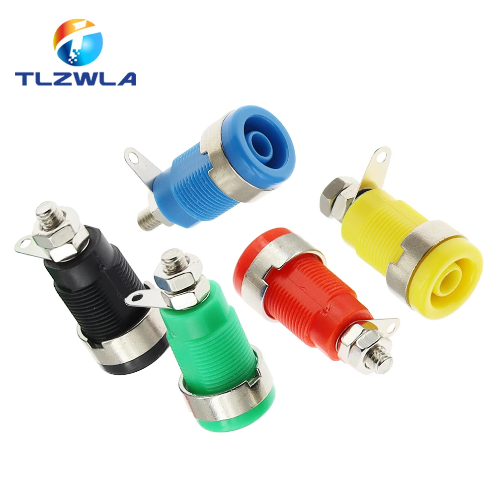 5PCS 4MM Multimeter Instrument Socket 4MM Binding Post Banana Socket Panel Mount Test Probe Connector