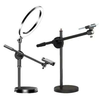 Overhead Ring Light Selfie Phone Holder with Stand and Camera Mount LED Video Lighting for Live Streaming Online Teaching Video