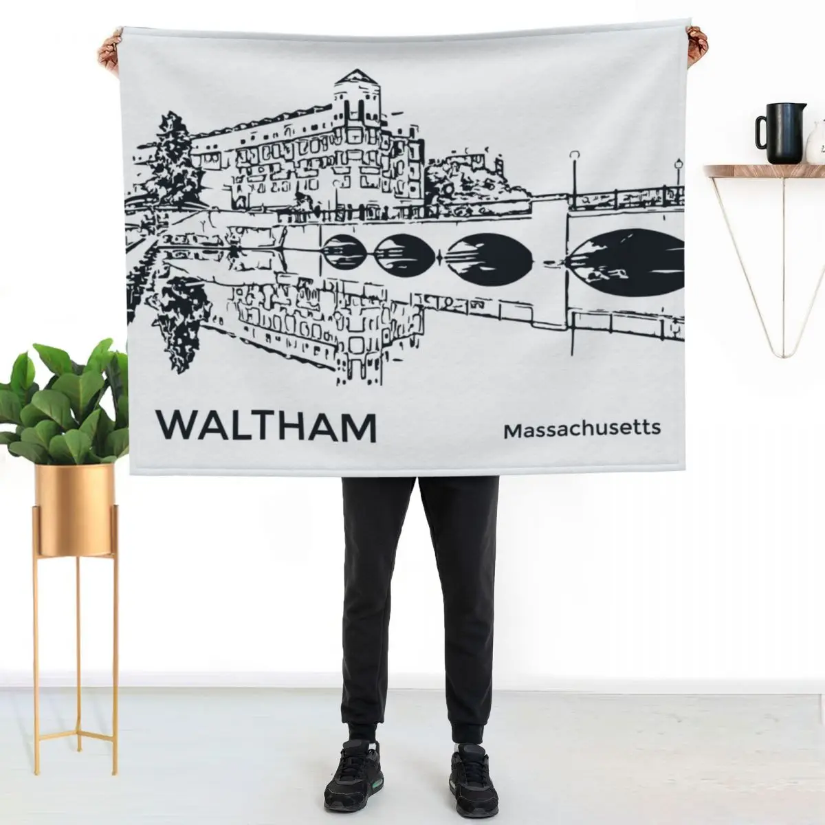 Waltham Massachusetts Throw Blanket christmas gifts Loose Soft Big Moving Decorative Sofas Plush Blankets