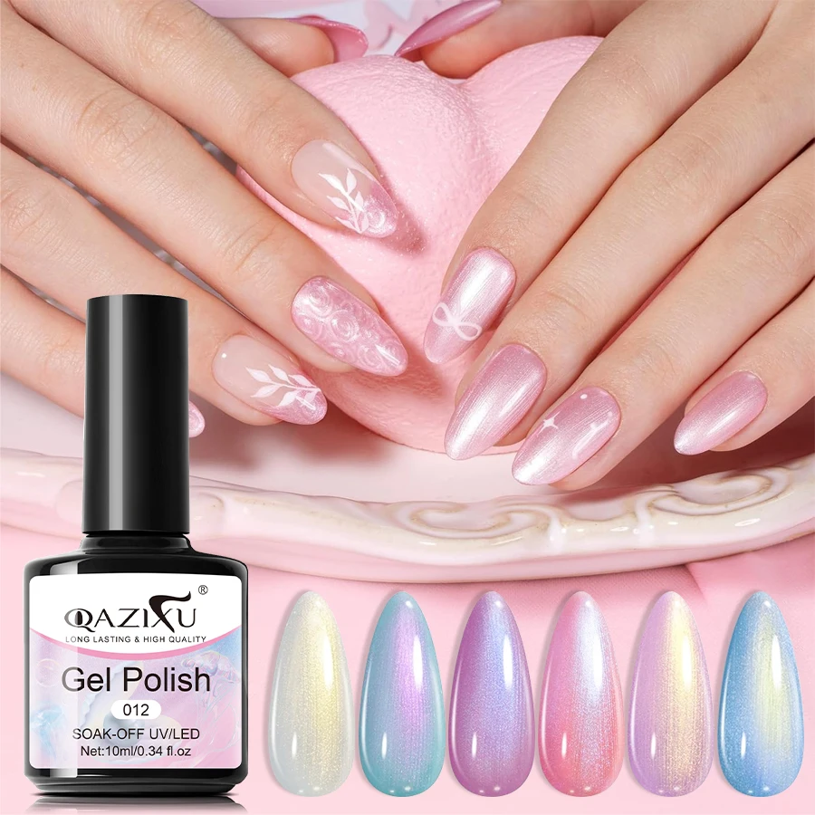 

6 шт. гель-лак для ногтей в виде ракушки с жемчужным эффектом текстуры ракушки, лак для ногтей Soak Off, УФ-полуперманентный лак для дизайна ногтей