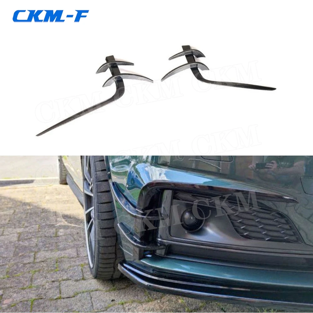 Dry Carbon Fiber Front Fog Lamp Bumper Moulding Trims Cover for Audi A5 Sline S5 2012-2016 FRP Bumper Decoration Car Styling