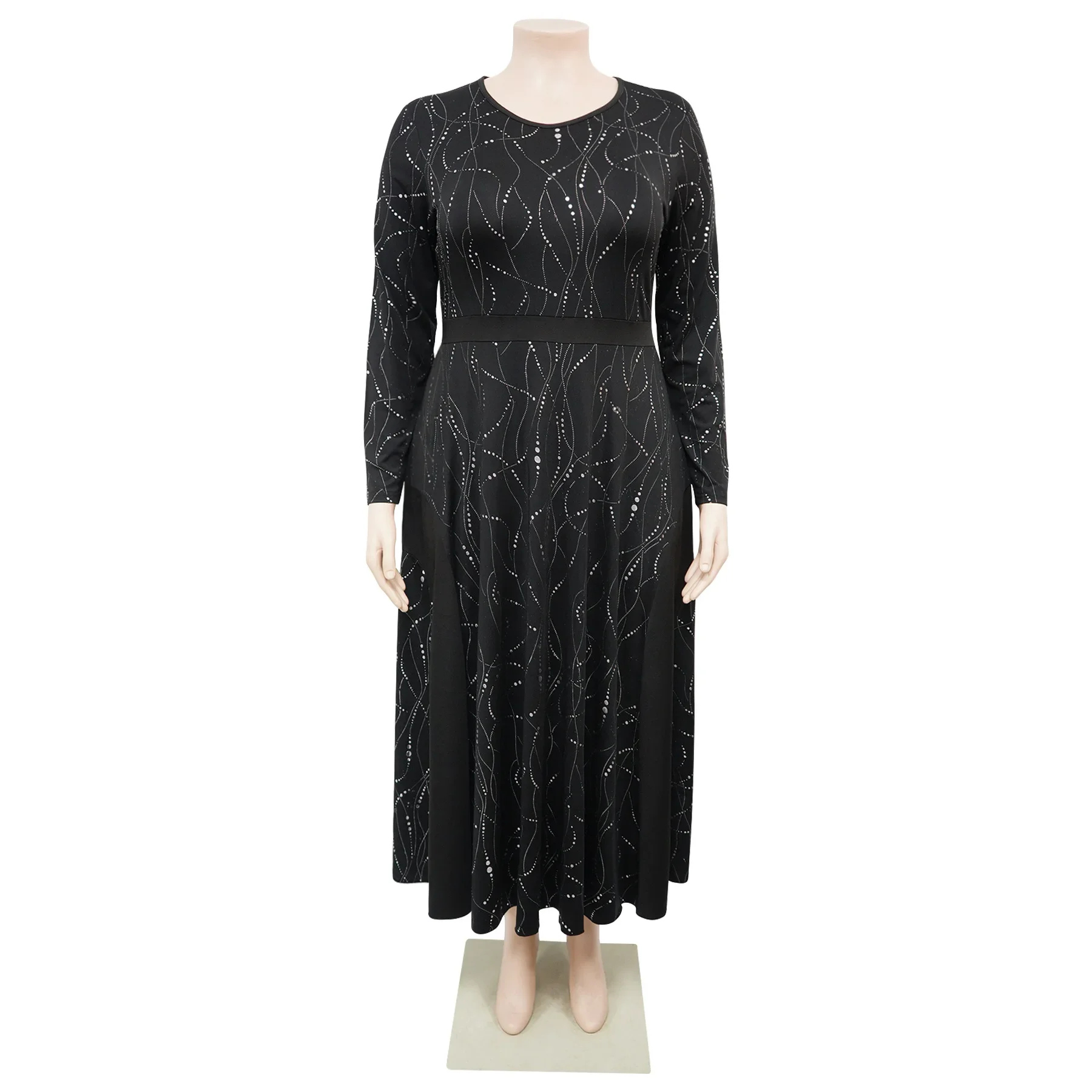 Nuevo Vestido de Mujer 2026 con Cuello Redondo, Manga Larga, Detalle de Lurex Brillante, Cintura Ajustada, Elegante, Cómodo, Versátil, para el Trabajo