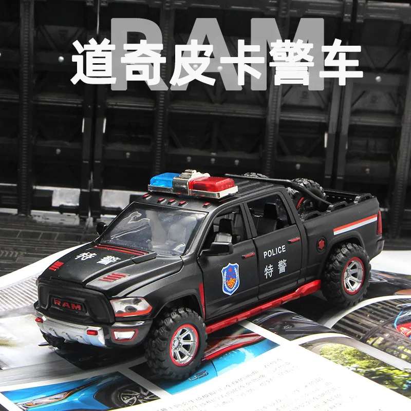 1:32 Dodge Ram Police Car Pickup Metal Car Model Vehicle For Boys Child Kids Toys Hobbies Collection Free Shipping E7