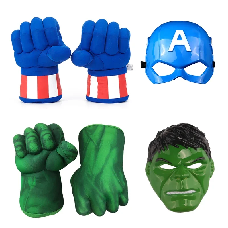 Capitan America Hulk Guanti da pugno per bambini MARVEL Supereroe Accessori per costumi cosplay Maschera Mantello Ragazzi Giocattoli Regalo di compleanno ^ 0 * l