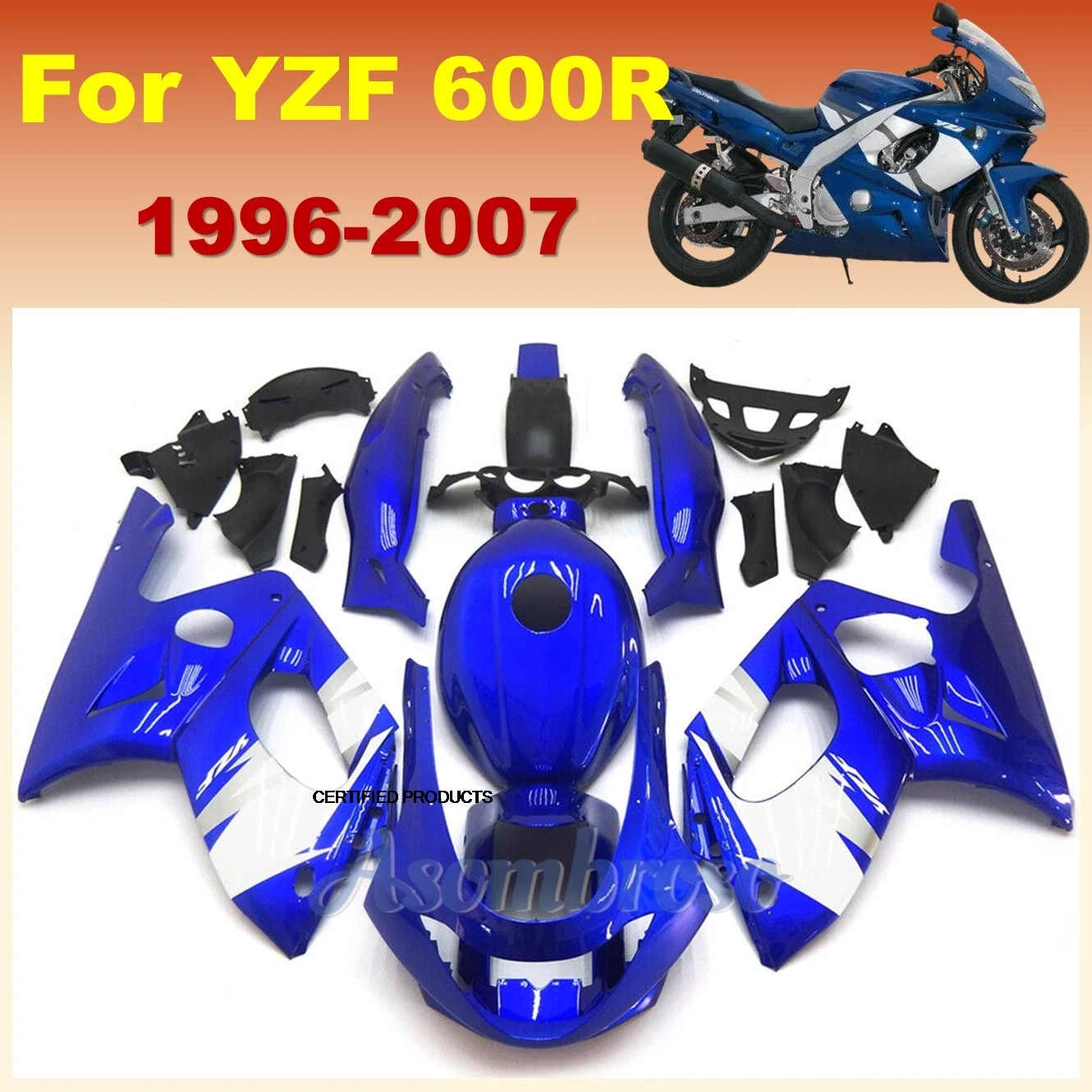 Fairing Kits for YAMAHA YZF 600R Thundercat YZF600R 1996 2000 2006 2002 2003 2007 2006 Fairings 96-07 Blue White s